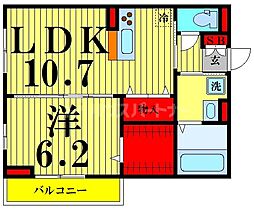 ルミエールI 3階1LDKの間取り