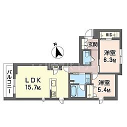 ラピス　ラズリ 3階2LDKの間取り