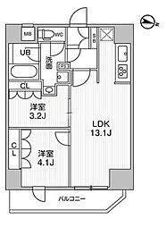 コンフォリア・リヴ千住 11階2LDKの間取り