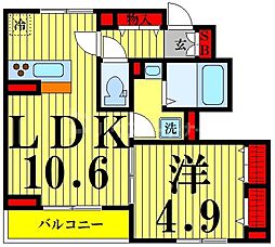 アナシエ古千谷本町 1階1LDKの間取り