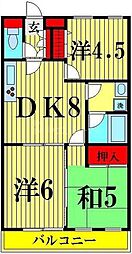 ベルプラザ弐番館 2階3DKの間取り