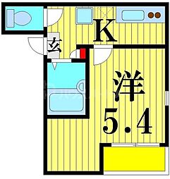 Ｊｕｉｎ 3階1Kの間取り