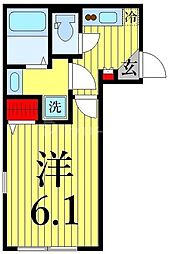 リュクスマンション北千住 4階1Kの間取り