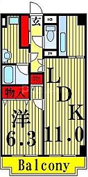 綾東ヴィレッジ弐番館 5階1LDKの間取り