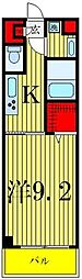 ヴィラエクセル 2階1Kの間取り