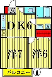 サンライトパレス 2階2DKの間取り