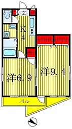 パレスマーメイド 2階2Kの間取り
