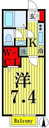 ハイツプラド 2階1Kの間取り