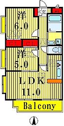 ルネ　シェスタ 1階2LDKの間取り