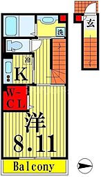 ラッテ 2階1Kの間取り