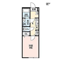 エクセラン竹ノ塚 1階1Kの間取り