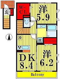 ｆｅｒｉｏ 2階2DKの間取り