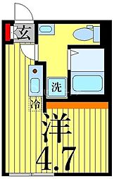 HANABUSA V 2階ワンルームの間取り