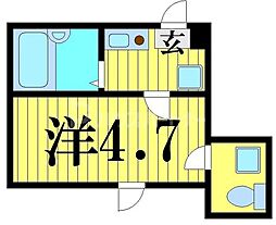 サザンロード江北 3階1Kの間取り
