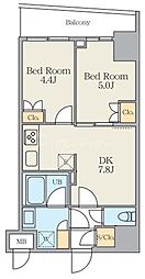 Alivis五反野 2DKの間取図画像