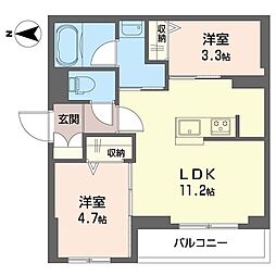 ビスタリエ南花畑 2LDKの間取図画像