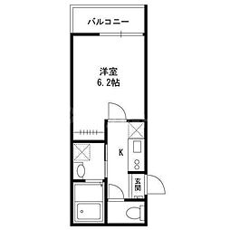 ピークヴィレ青井 301 3階1Kの間取り
