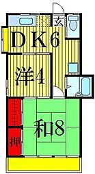 第2青葉荘 2DKの間取図画像