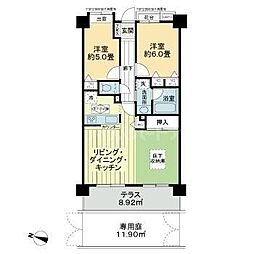 ライオンズマンション西新井大師第5 2LDKの間取図画像