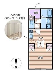 brillante paws 舎人 1DKの間取図画像