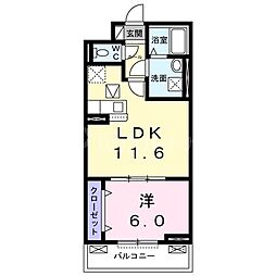グレイス 1LDKの間取図画像