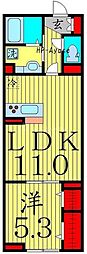 セレスティア大谷田 1LDKの間取図画像