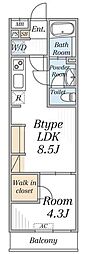 リブリ・SK竹の塚 1LDKの間取図画像