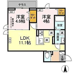 足立区島根1丁目アパート 2LDKの間取図画像