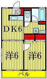 扇マンション 2DKの間取図画像