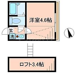スプリングシャンテ2 1Kの間取図画像