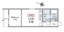 アーベインテラス南千住 1LDKの間取図画像
