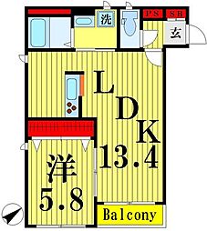 ラシーネ扇アイリス 1LDKの間取図画像