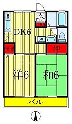 サニーガーデン 2DKの間取図画像