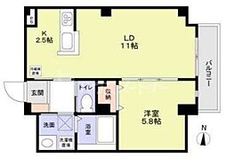 オルキス北千住 1LDKの間取図画像