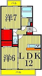 サルドセジュール 2LDKの間取図画像