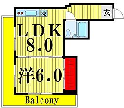 ユニバーサルマンション 1LDKの間取図画像