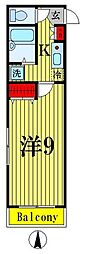 グランシャレー島根5 1Kの間取図画像