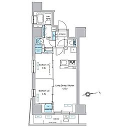 プレディアコート北千住 2LDKの間取図画像