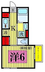 リブリサンフラワー 1Kの間取図画像
