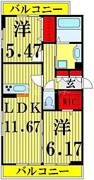 グレイスコート 2LDKの間取図画像