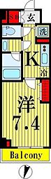 dips北千住 1Kの間取図画像