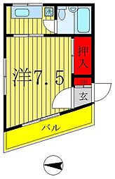 中居町コーポ 1Kの間取図画像