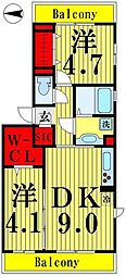 ルピナス 2DKの間取図画像