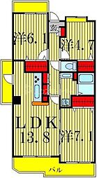 ベルドミール弐番館 3LDKの間取図画像