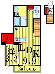 ビューノ竹ノ塚 1LDKの間取図画像