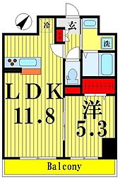 アビタ・ヴァン 1LDKの間取図画像