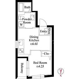 ジュネス北千住N 1DKの間取図画像