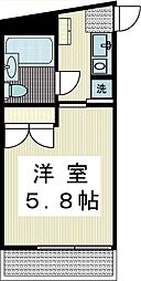 エンゼルハイデンス枡形 1Kの間取図画像