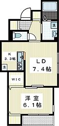 カーサエスタシオン 1LDKの間取図画像