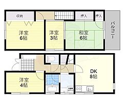 東九条町タウンハウス 1階4DKの間取り